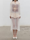 Joyce Bao Fall/Winter 2025 Irregular Lace Windowpane Long-Sleeve Shirt JB-JB01-01007-MIBAI (Off-white)